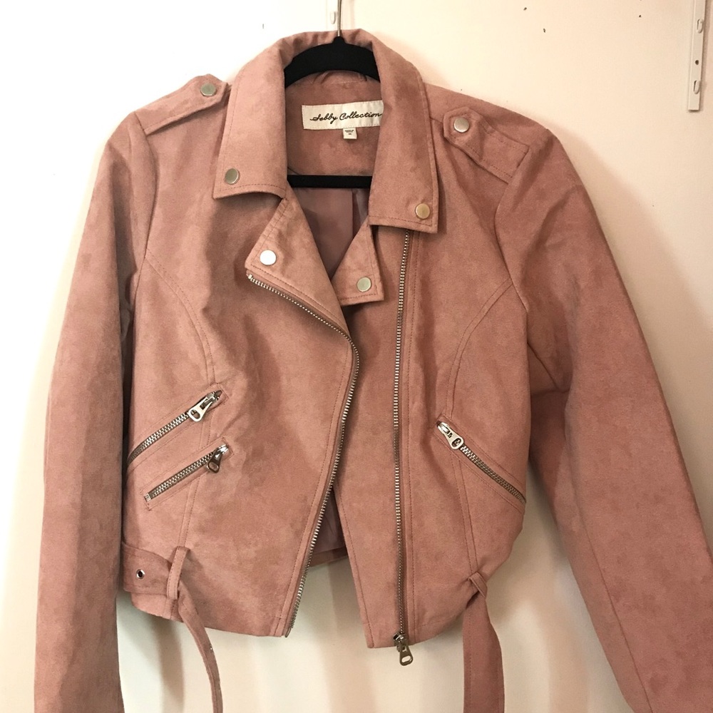 Pink Suede Moto Jacket